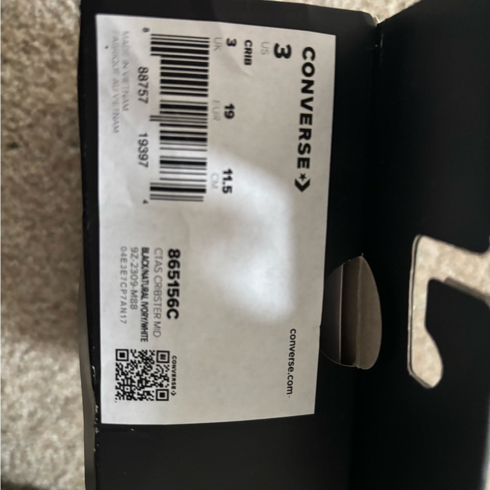 Converse crib shoes black- never worn